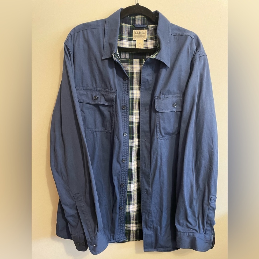L.L.BEAN- Men's Flannel-Lined Hurricane Shirt size large